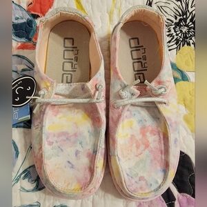 NWT Hey Dude Girls Wendy Pastel Tie Dye Slip On Sneakers, Size Little Girl 13